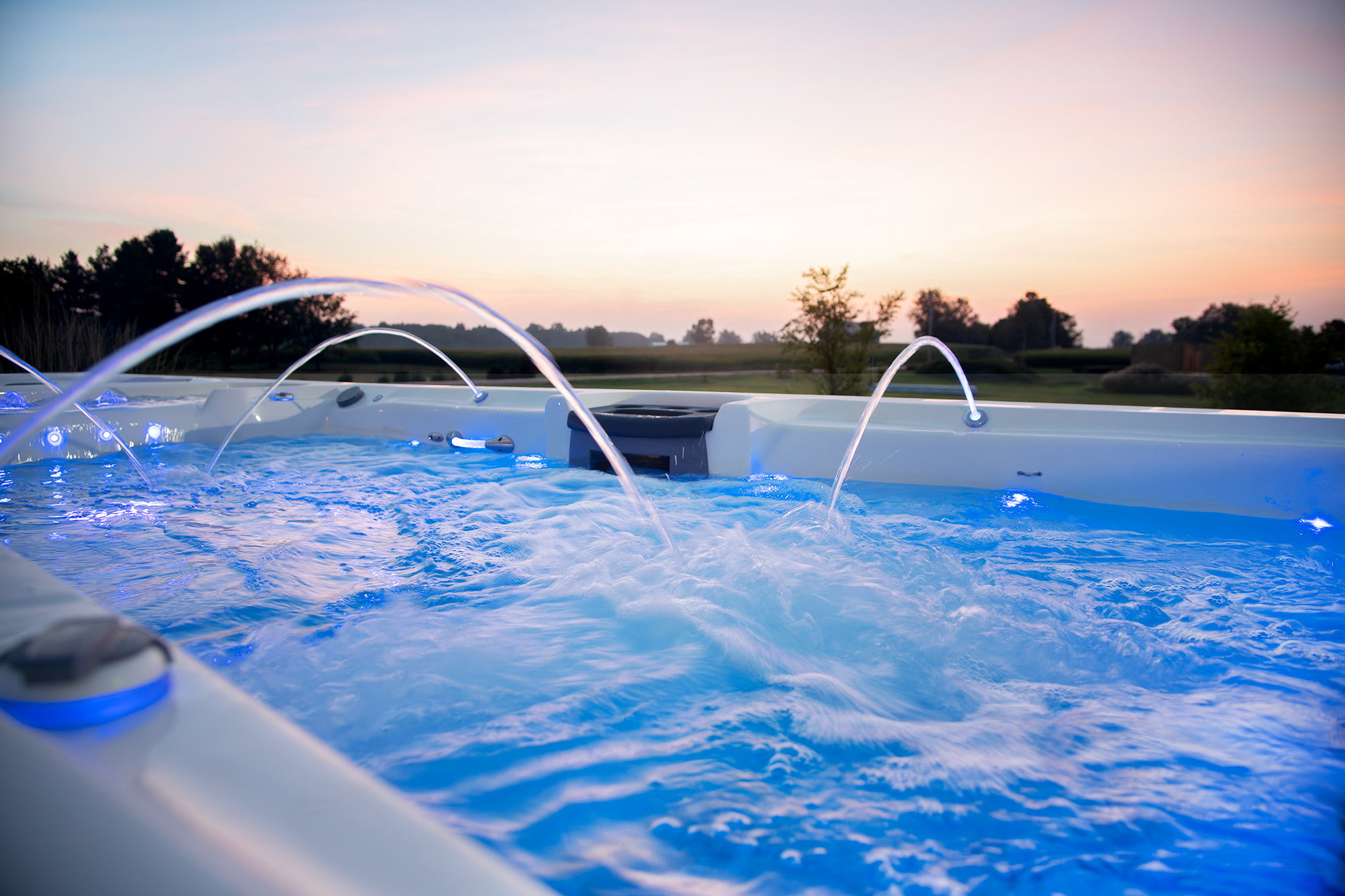 swim spa installed in long island backyard